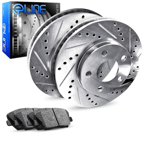 For 2012-2013 Chevrolet Impala Rear Drill Slot Brake Rotors+Semi-Met Brake Pads