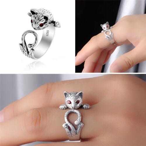 Femmes Bohème bijoux Kitty chat anneau animaux accessoire réglable articulation