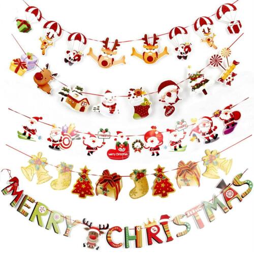 Multi Style Christmas Hanging Banner Xmas Party Santa Claus Elk Sock Decor 2020