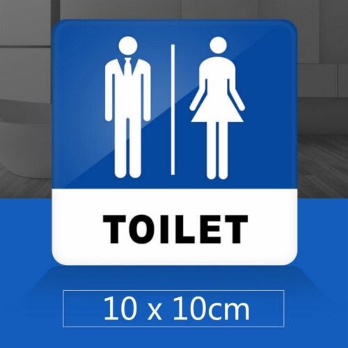 WC Toilet Door Sign Plaque Unisex Washroom Symbol Acrylic Self Adhesive 10x10CM 