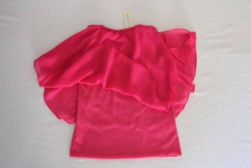 NEW Girls Dressy Top Small 6-6X Batwing Open Shoulder Pink Sheer Layered Shirt