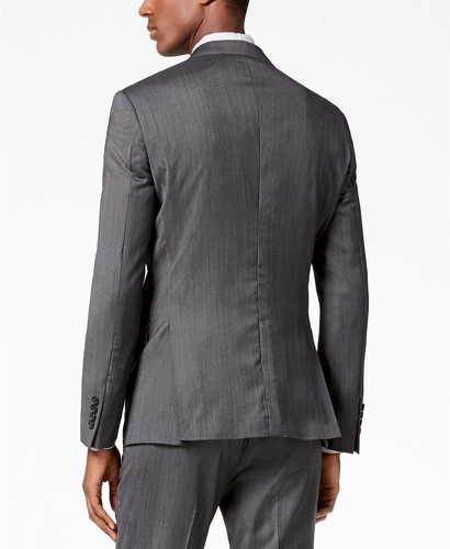 $645 DKNY Men/'s 42R GRAY WOOL MODERN FIT 2-BUTTON BLAZER SPORT COAT SUIT JACKET