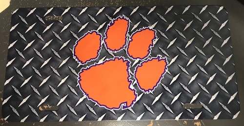 Clemson Diamond Plate Pattern Clemson Tigers License Plate Car Tag