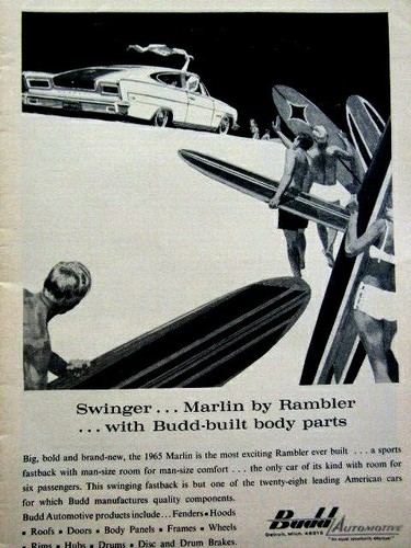 1965 AMC Marlin Budd Automotive Swinger Original Print Ad-8.5 x 11/"