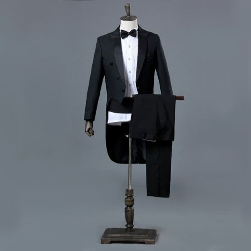 Mens Peak Lapel Tailcoat Suit Trousers Set Formal Dress Wedding Groomsman Tuxedo