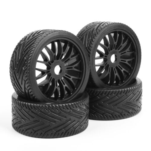 4PCS 1//8 HSP HPI Flat Rally Racing Off Road Tires Rims For Buggy Traxxas RC Car