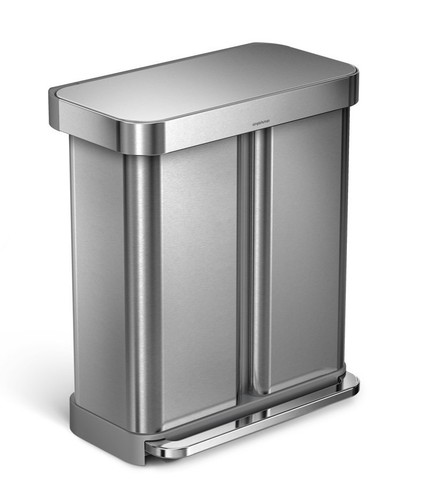 Simplehuman Poubelle Acier Inoxydable Mat A Pédale Tri 34 24 L Poubelle