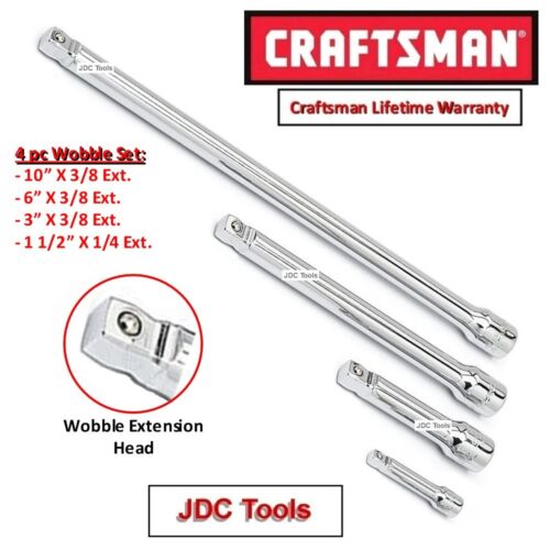 CRAFTSMAN HAND TOOLS 4pc 1//4 3//8 ratchet wrench WOBBLE socket extension set