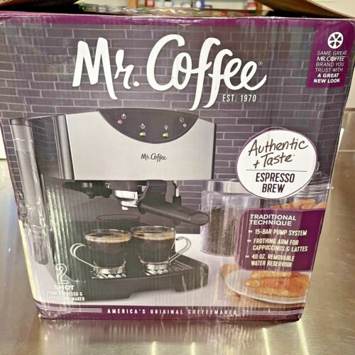 Mr Coffee Black 2 Shot Pump Espresso & Cappuccino Maker 