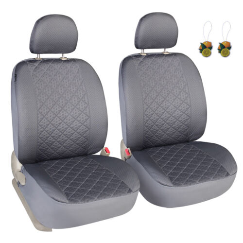 Auto Universal Car Seat Covers 2 Fronts Grey - Diamond Stitch Design Low Back