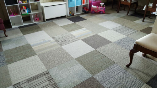 528 sq ft Brand New Carpet Tile Square Tiles Gray Black Silver Modular Assorted