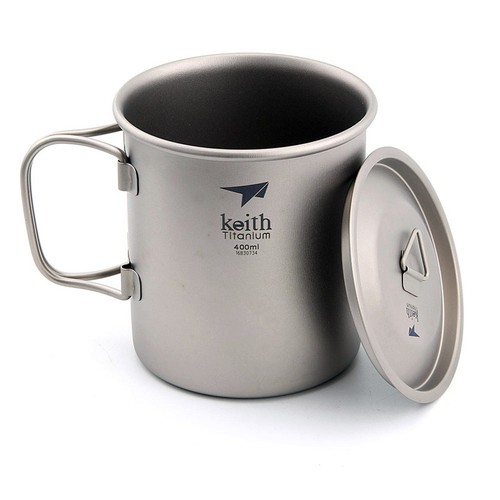 KEITH 400ml Titanium Water Cup Picnic Camping Cookware Hiking Titanium Mug