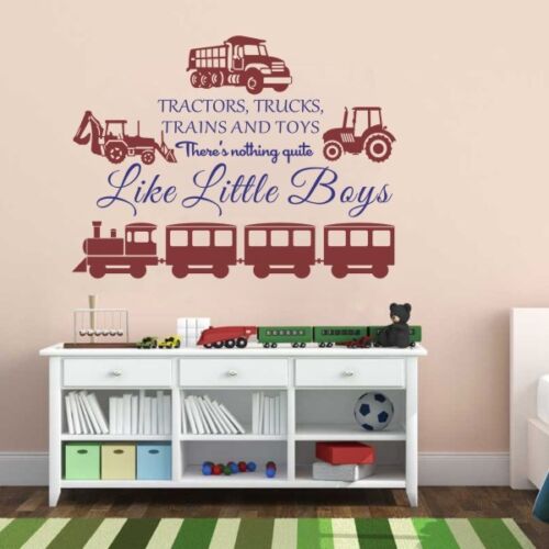 Kids Playroom Romovable Wall Sticker Trains Trucks And Toys Boy Baby Vinyl Decor