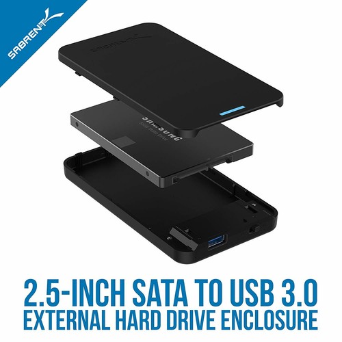 2.5Inch SATA to USB 3.0 Toolfree External Hard Drive Enclosure Black