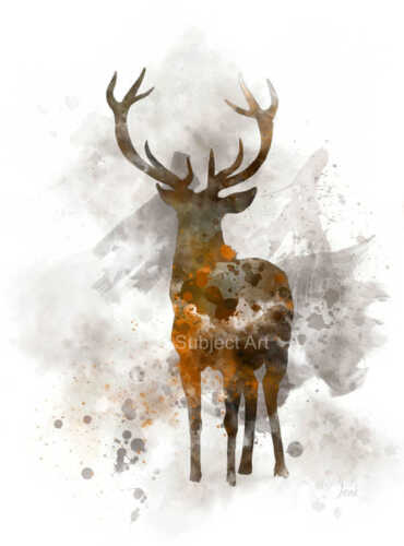 Animal ART PRINT Stag Deer illustration Wall Art Wildlife Home Decor