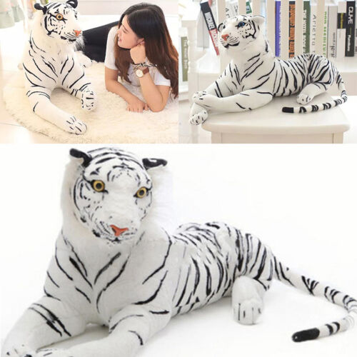 Großer Tiger Plüschtier Realistisch Weißer Tiger Haariges Stofftier Geschenk 