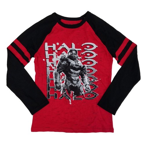 Halo Microsoft Studios Boys Red /& Black Master Chief Raglan Long Sleeve Shirt