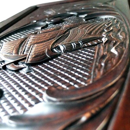 Leather Pieces 20/" COOB Luxury Engraved Wooden Backgammon *SHIP CARVED*