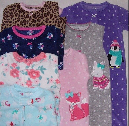 CARTERS-BABY-GIRL-BLANKET-SLEEPER-FOOTED-MICRO-FLEECE-PAJAMAS-JAMMIES-3M-6M-9M