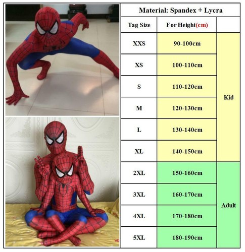 Kids Boys Mens Spiderman Jumpsuit Superhero Cosplay Costume Avenger Fancy Dress