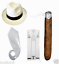 Homme adulte proxénète gangster chapeau bretelles cravate et cigare set années 1920 mafia déguisement