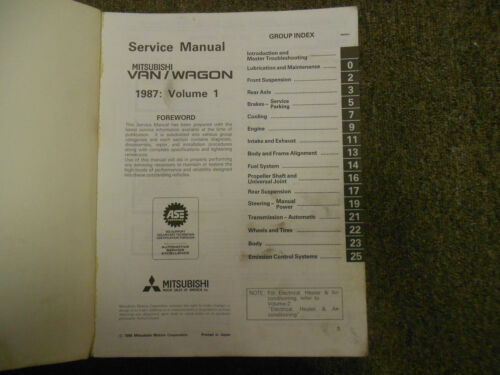 1987 MITSUBISHI Van Wagon Service Repair Shop Manual Volume 1 Engine Chassis OEM