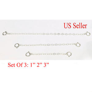 3 PCS Solid Sterling Silver Extender //Safety Chain Necklace Bracelet spring lock