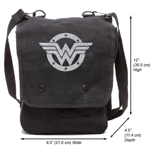 Wonder Woman Logo Canvas Crossbody Travel Map Bag Case