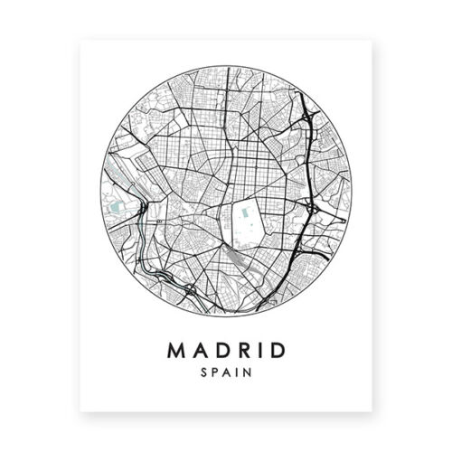 Modern Black White Spain Madrid City Map Poster Print Home Decor Canvas Painting