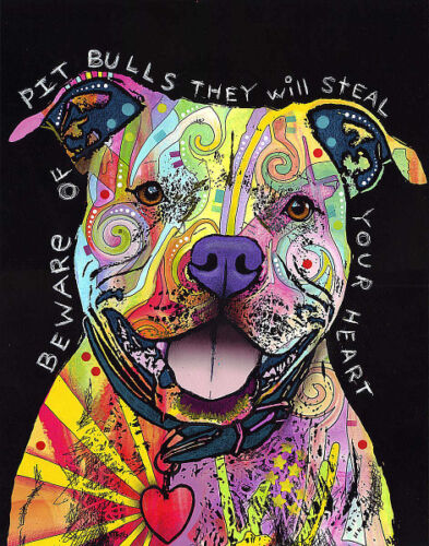 Beware of Pit Bulls by Dean Russo Animal Contemporary  Print Poster 16x20