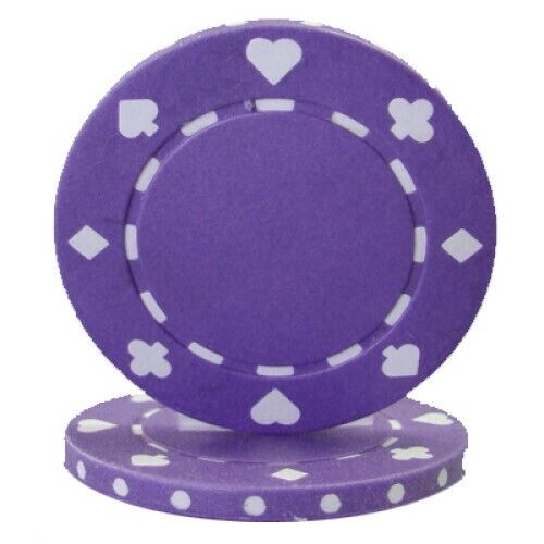 100 Purple Suited 11.5g Clay Poker Chips New 