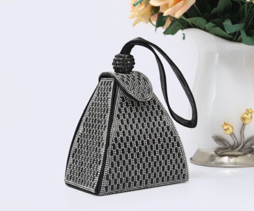 New UK Women's Ladies Stylish Diamante Pyramid Shaped Clutch Handbag/Evening Bag 