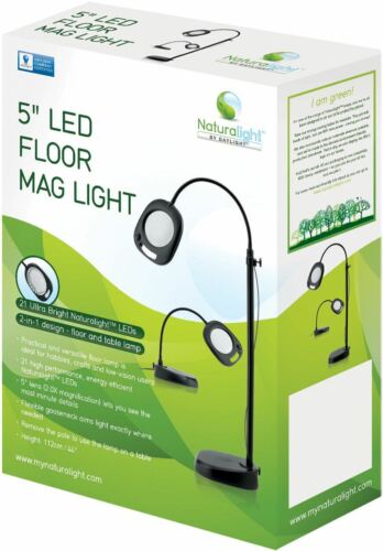 UN1081 Daylight Naturalight LED 5" Floor Magnifying Light-Black 
