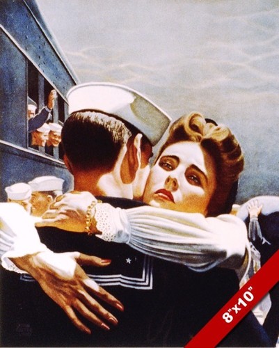 BRING HIM HOME WWII US NAVY SAILOR /& WIFE GOODBYE PAINTING REAL CANVAS ART PRINT