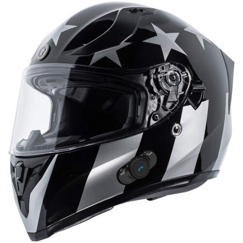 Torc T15B Bluetooth Motorcycle Helmet - Gloss Black Captain Shadow - CHOOSE SIZE