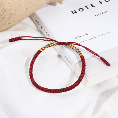 Lucky Rope Bracelet Knitted Handmade Silk Woven Tibetan Buddhist Knots