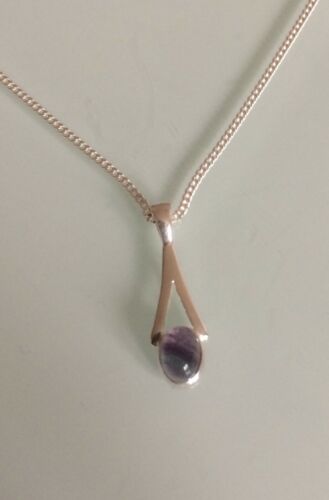 Details about   925 Sterling Silver Elegant Pendant with a Rainbow Fluorite Cabochon Necklace 