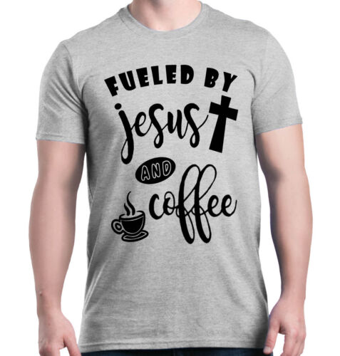 Alimenté Par Jésus et Café T-shirt religieux chrétien Dieu Shirts 
