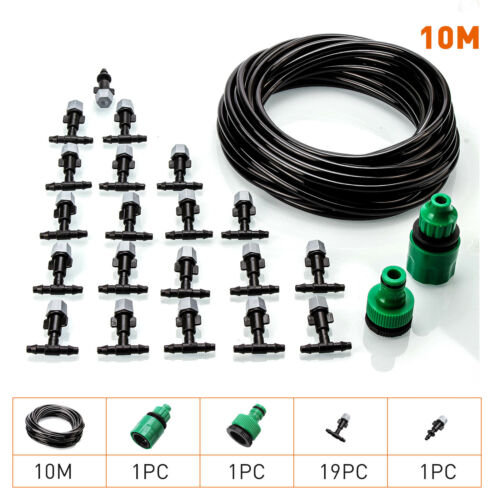 Patio Water Cooling System 1/4" Mist Nozzle Garden Micro Irrigation Misting Kit 