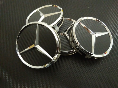 4 UNIDADES TAPAS LLANTAS PARA MERCEDES 75MM CARBONO NEGRO