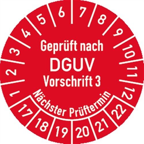 Ø 3 cm 2017-2022 Folie 100 St. Prüfplakette Geprüft nach DGUV V3 ... 