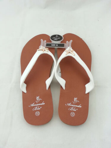 Women's Size 10 White Amanda Blu Star Fish Flip-Flop Sandals 