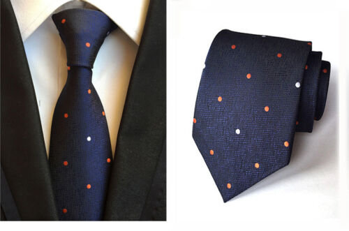 Details about   145KT classic mens 100% silk neck tie luxury blue polka dots wedding party ties 