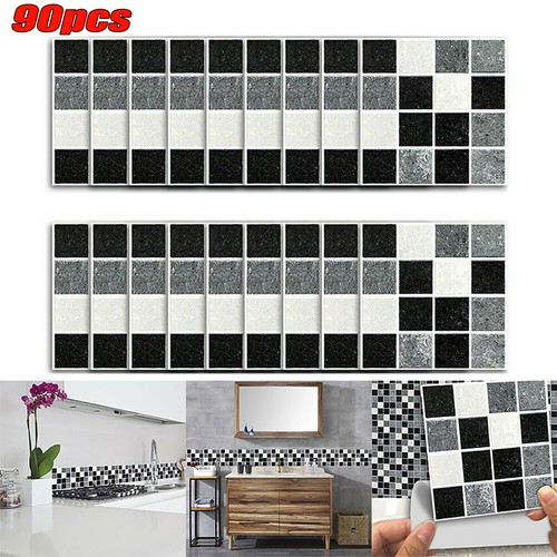 Wall Tiles Square Mirrow Stickers Self Square Adhesive Home Decor Art Stick UK