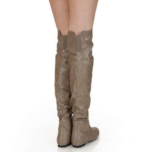 Details about  / Women/'s Slouch Boots Flat Heels Over Knee High Round Toe Shoes Chelsea Boots Sz