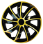 QUADGold 15 Inch Wheel Trim Set Gloss Black Set of 4 Univers Hub Caps Covers