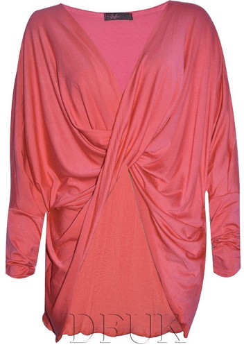 L M M Nouveau femme avant croisé enveloppé sur Baggy manches longues Plaine cavaliers top s