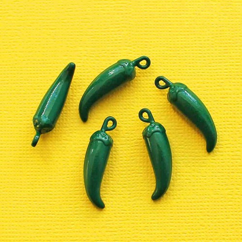 4 Chili Pepper Charms Enamel Fun and Colorful E257