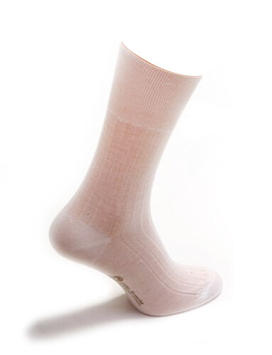 6 Pair Men’s White Mid-Calf Diabetic Socks 100/% Cotton Striped Design Gift Box