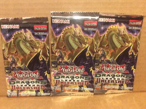 Yu-Gi-Oh TCG Dragons Of Legend Unleashed 1st Edition 3 Booster Packs New